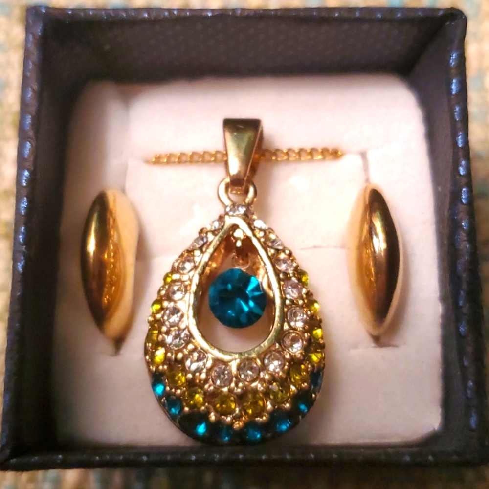 Zircon Gemstone Goldtone Jewelry Set